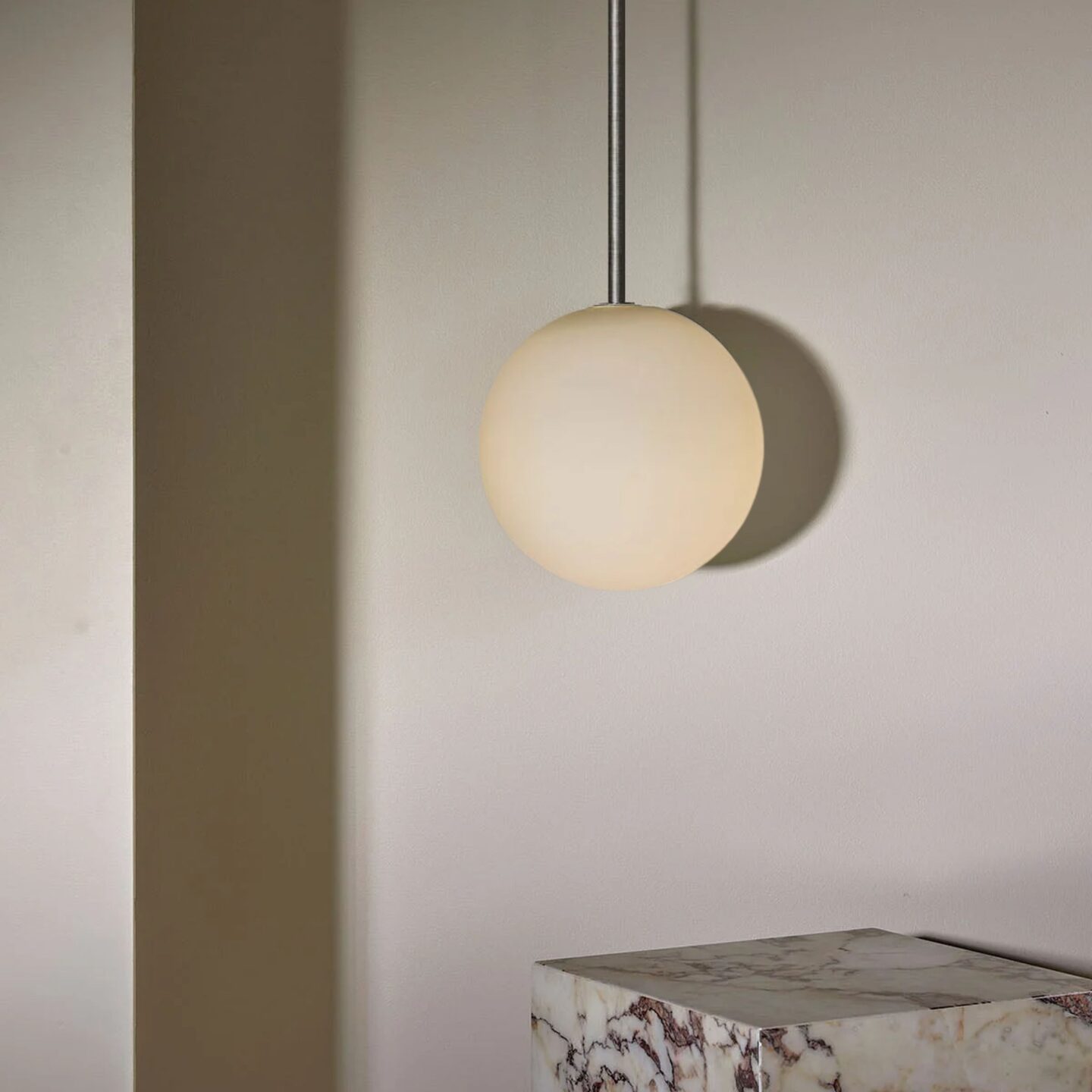 Orb Pendant Large Brushed Nickel Solid Rod